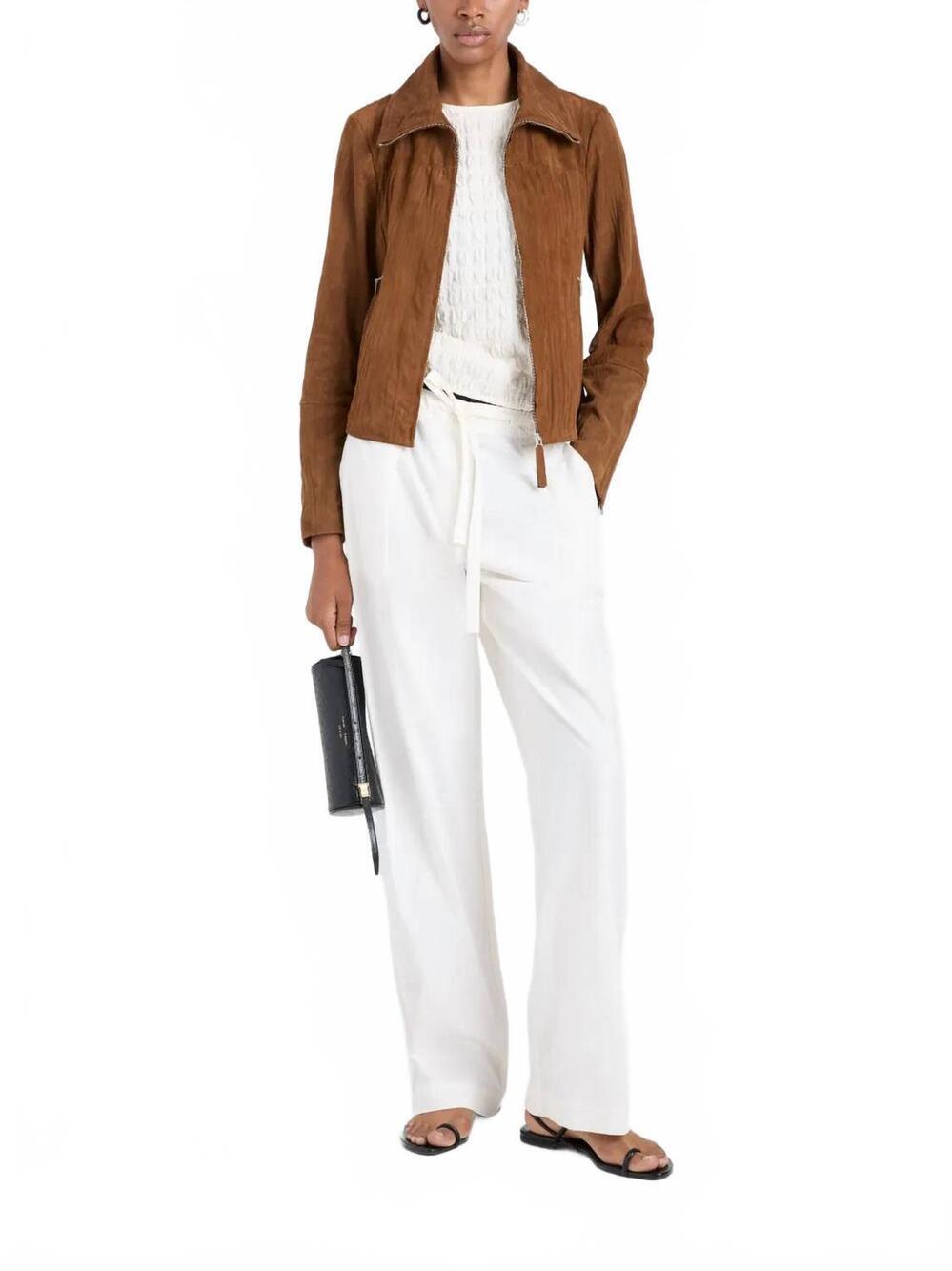 NEW PROENZA SCHOULER WHITE LABEL tarin crinkled zip jacket in tobacco